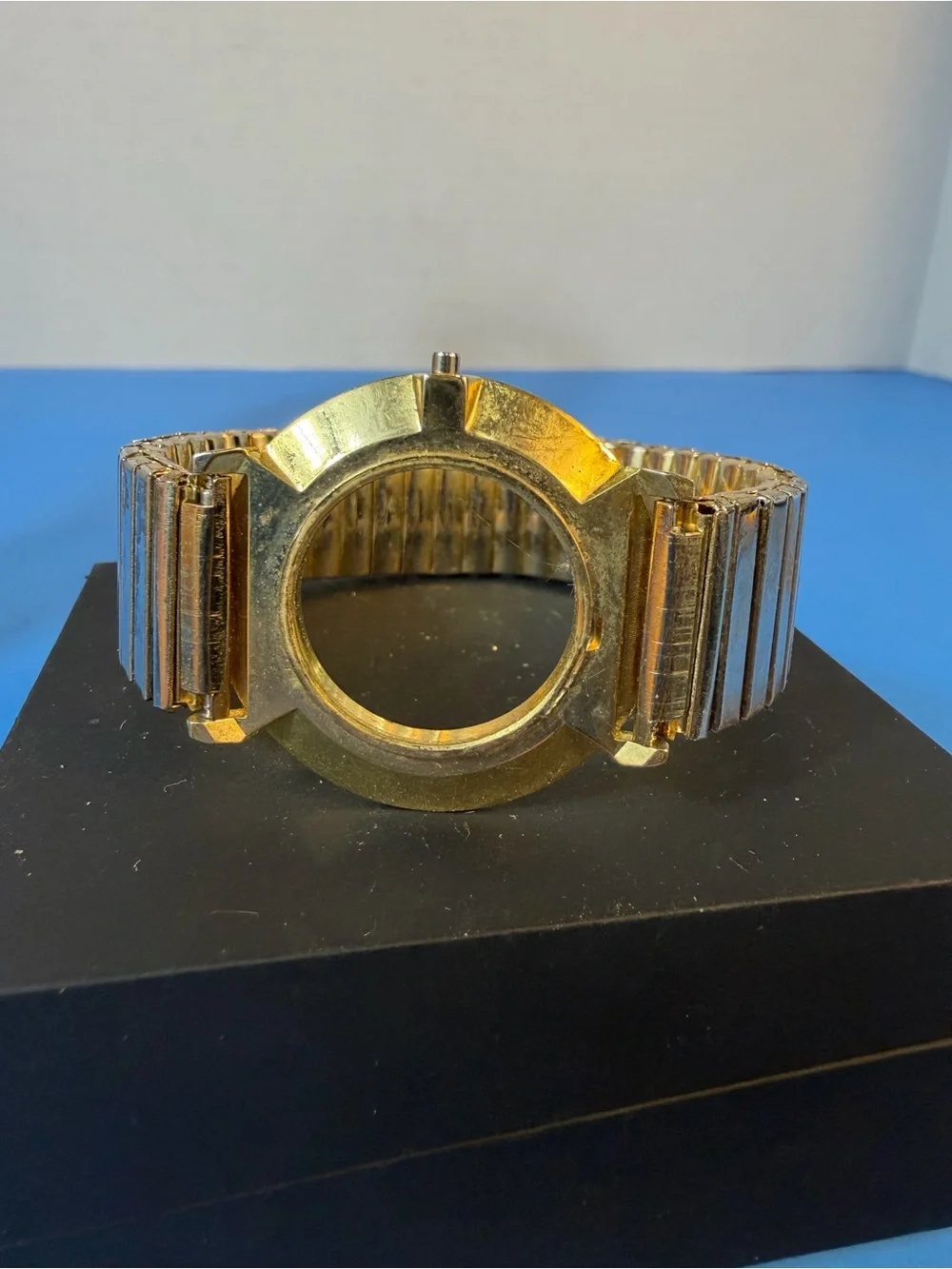 Gold and Silver Tone Men's Watch Case with Stretch Band